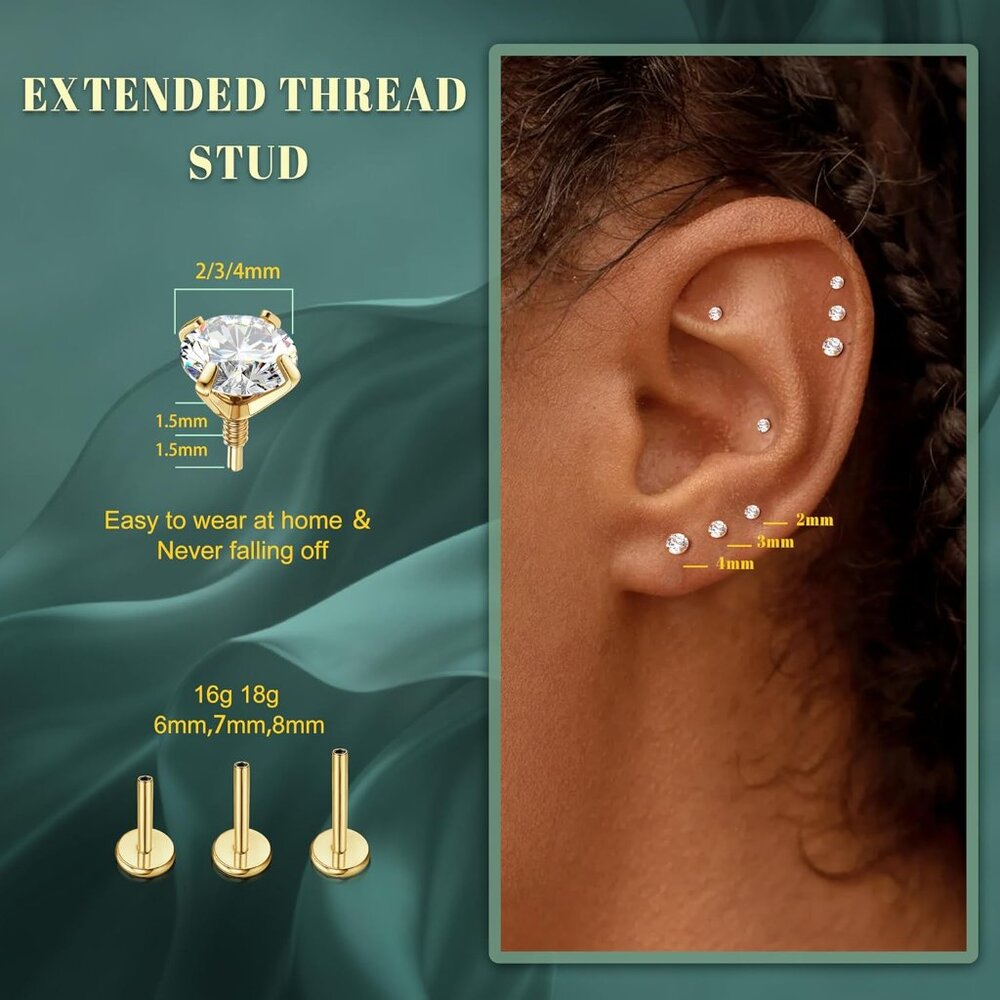 G23 Titanium Flat Back Earrings Hypoallergenic - … - image 6